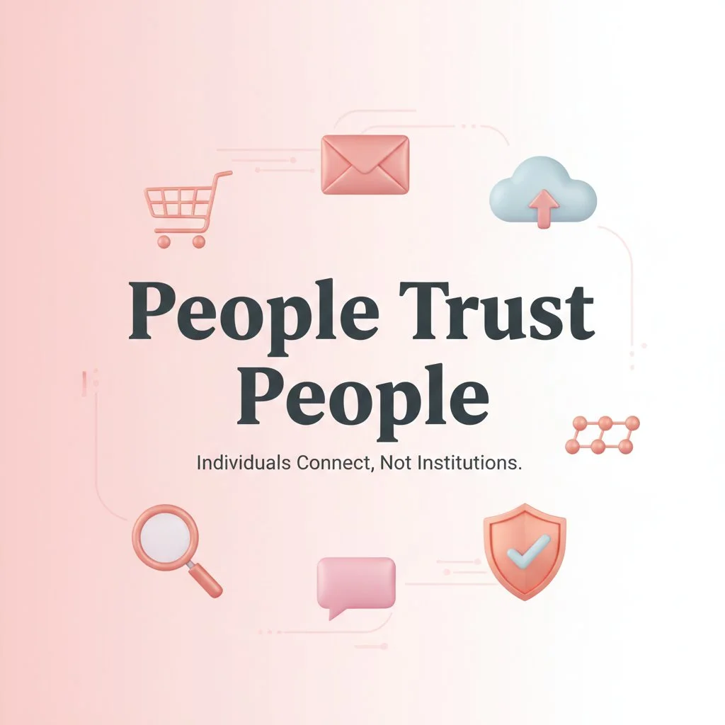 People trust people concept highlighting how individuals build personal brand through connection, trust, and authenticity.